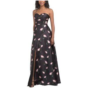 RENE BY RENE RUIZ Strapless Floral Mikado Gown